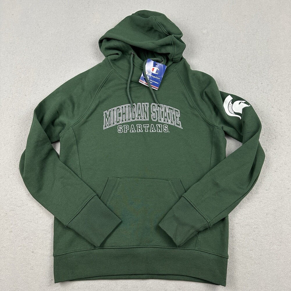 Michigan State Spartans Hoodie Women Small Green Champion Basketball Sweatshirt